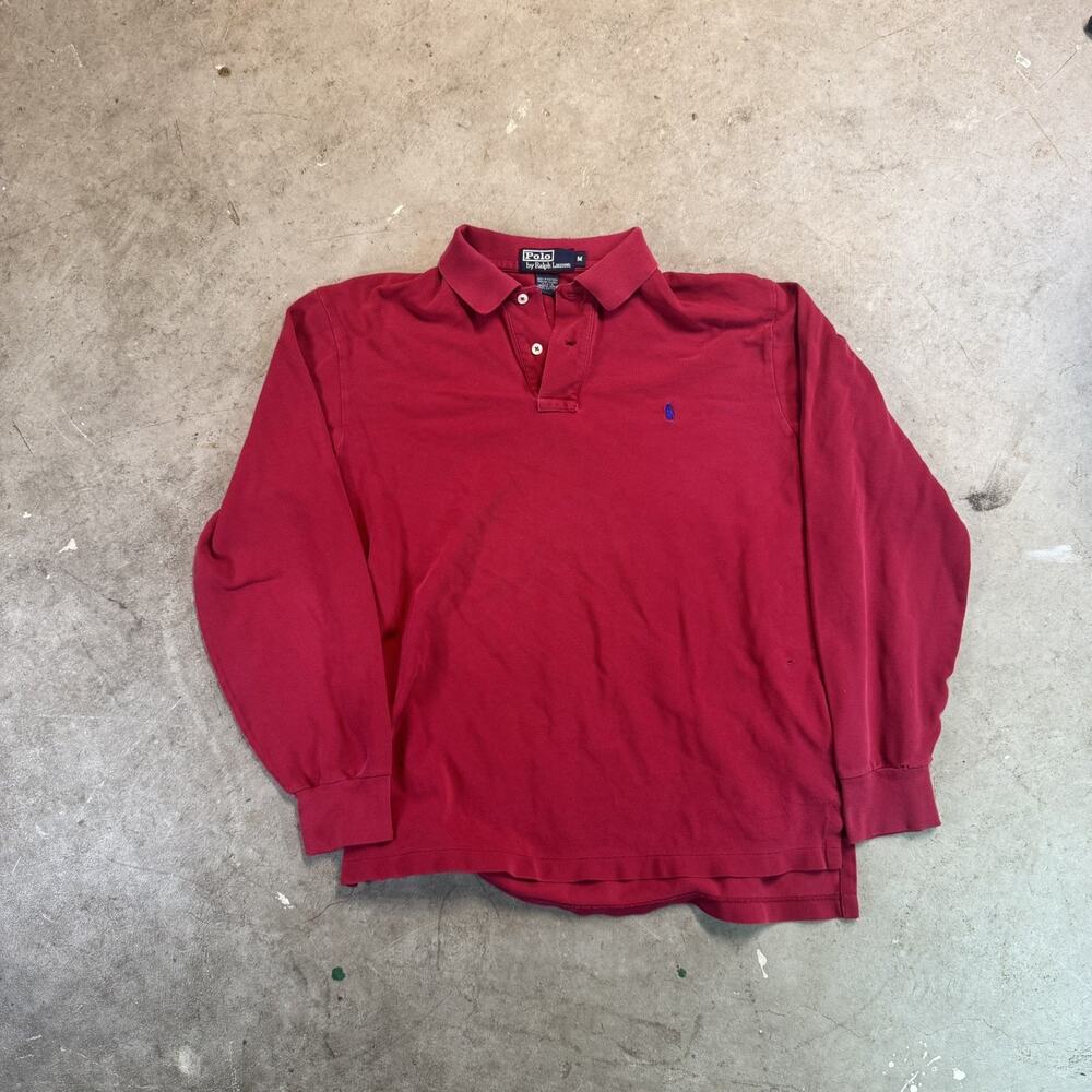Polo Ralph Lauren Mens M Red Long Sleeve Polo Shirt Embroidered Pony